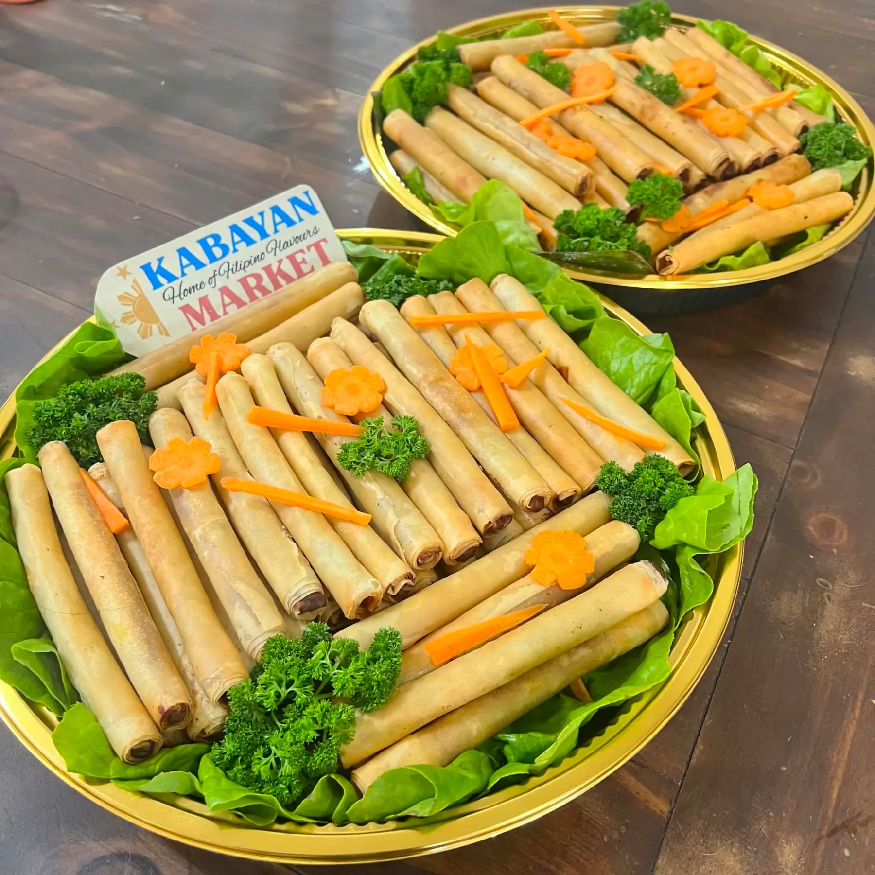 Two generous Kabayan Market platters of Lumpia Shanghai
